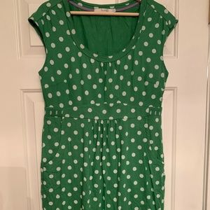 Boden Green Polka Dot Jersey Dress